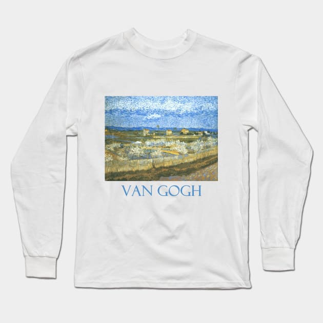 Peach Trees in Blossom by Vincent van Gogh Long Sleeve T-Shirt by Naves